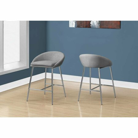 HOMEROOTS Grey Fabric & Chrome & Counter Height Barstool - 2 Piece 332751